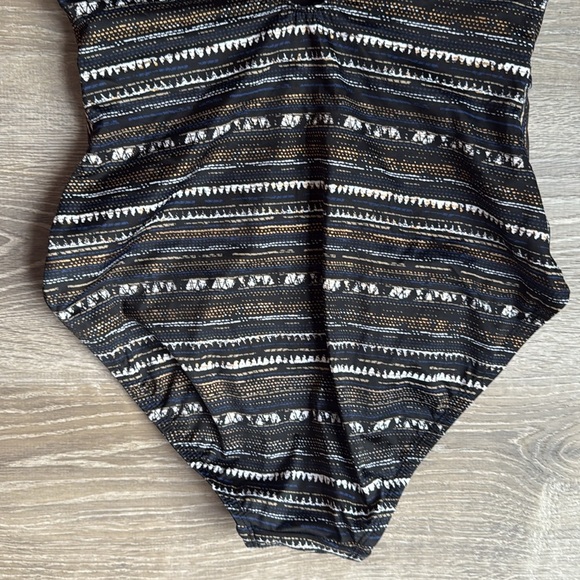 MIRACLESUIT Striped Metallic Plunge One-Piece Swimsuit 8 - Picture 8 of 10